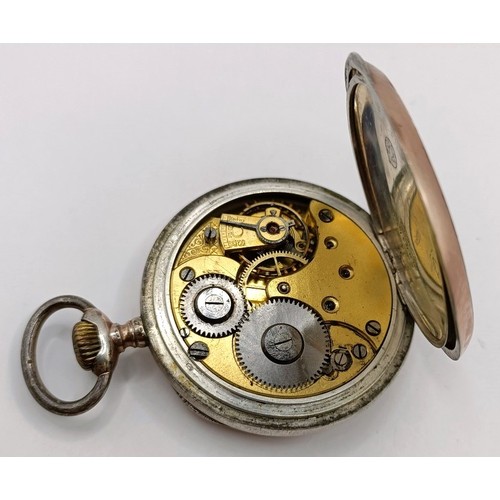 907 - An Omega open face pocket watch, and another, Zenith (2)