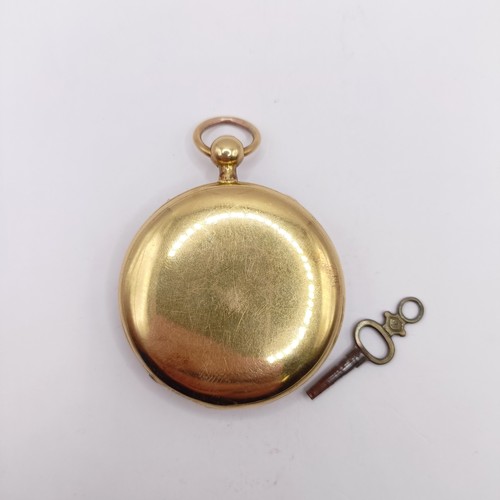 909 - A 19th century French gold open face pocket watch, with repeat, Pierre Huit No 13438, 80 g (all in)