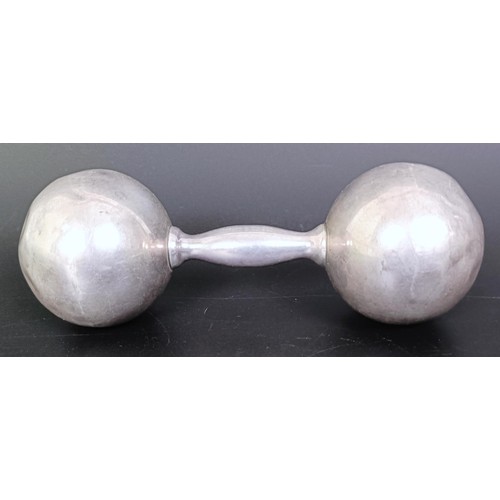 380 - A Tiffany silver baby's rattle, in the form of a dumbell