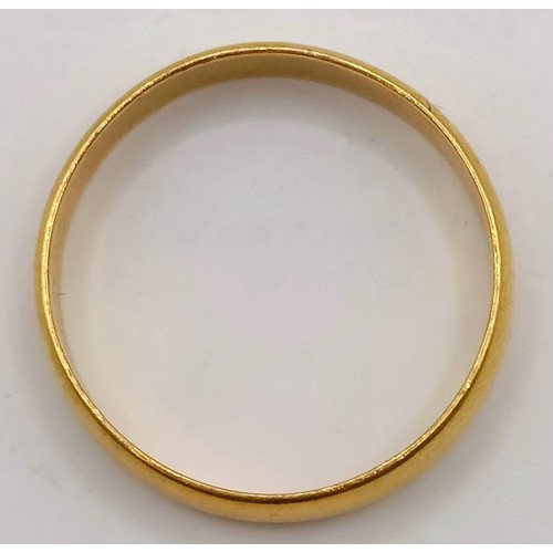 607 - A 22ct gold wedding band, ring size N, 3.4 gProvenance:  Sold on behalf of Dorset Wildlife Trust... 