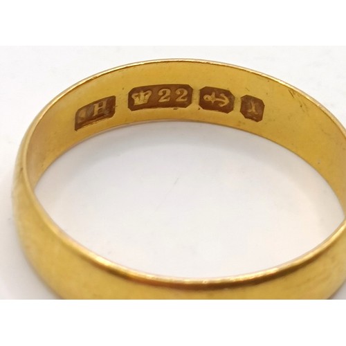 607 - A 22ct gold wedding band, ring size N, 3.4 gProvenance:  Sold on behalf of Dorset Wildlife Trust... 