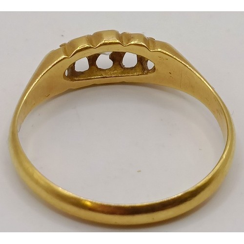 631 - An 18ct gold and diamond three stone ring, ring size M Provenance:  Sold on behalf of Dorset Wildlif... 