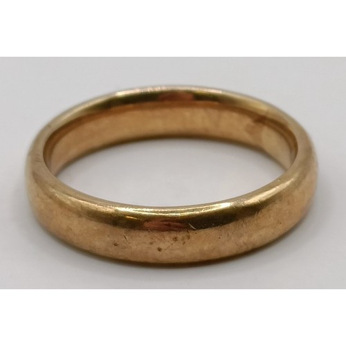 649 - A 9ct gold wedding band, ring size O, 4.6 gProvenance:  Sold on behalf of Dorset Wildlife Trust... 