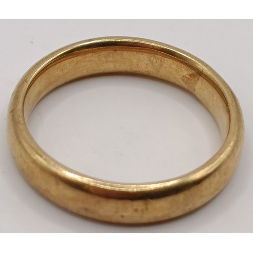 649 - A 9ct gold wedding band, ring size O, 4.6 gProvenance:  Sold on behalf of Dorset Wildlife Trust... 