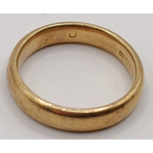 649 - A 9ct gold wedding band, ring size O, 4.6 gProvenance:  Sold on behalf of Dorset Wildlife Trust... 