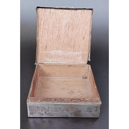 266 - A George V silver box, with a wooden lining, three napkin rings, a ladle, and assorted other items