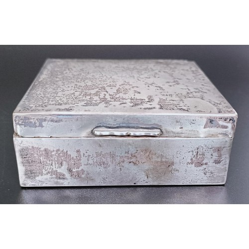 266 - A George V silver box, with a wooden lining, three napkin rings, a ladle, and assorted other items