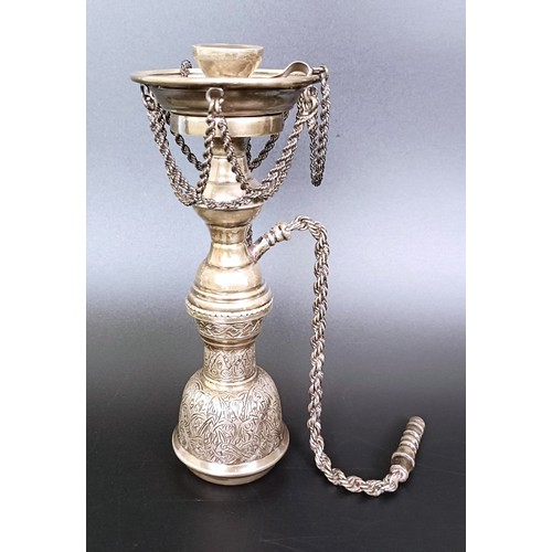 267 - ***Regretfully Withdrawn*** A Syrian, Aleppo silver coloured metal novelty hookah, 19 cm high