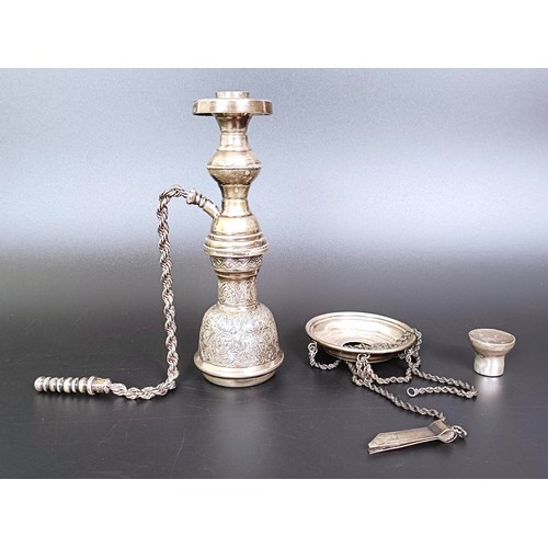 267 - ***Regretfully Withdrawn*** A Syrian, Aleppo silver coloured metal novelty hookah, 19 cm high