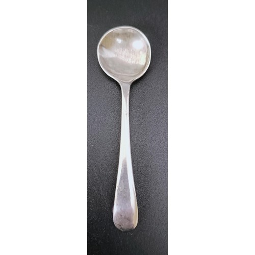 272 - A William IV silver salt spoon, London 1842, a set of five triffid pattern teaspoons, and two salt s... 