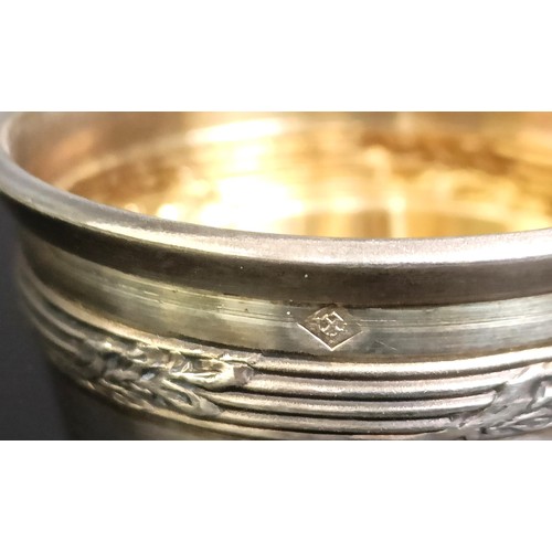 407 - A George V Scottish silver oval caddy, Edinburgh 1911, 4.4 ozt, 9.5 cm high