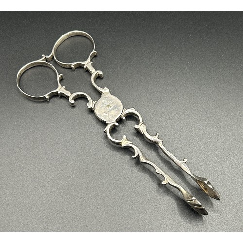 274 - A pair of 18th century silver tongs, initialled, handles marked, 34.5 g