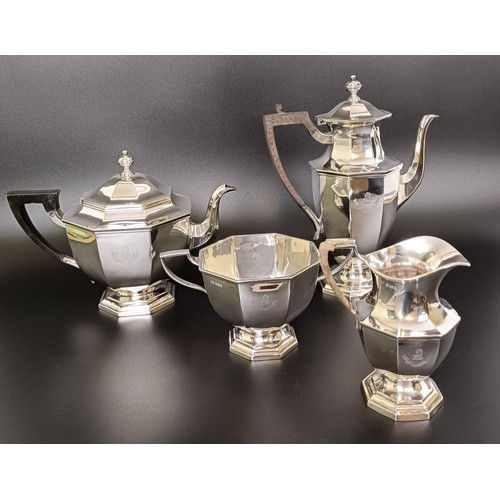 411 - A late Victorian silver four piece tea service, comprising a coffee pot, teapot, two handled sugar b... 