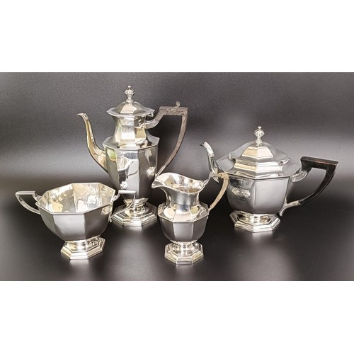 411 - A late Victorian silver four piece tea service, comprising a coffee pot, teapot, two handled sugar b... 