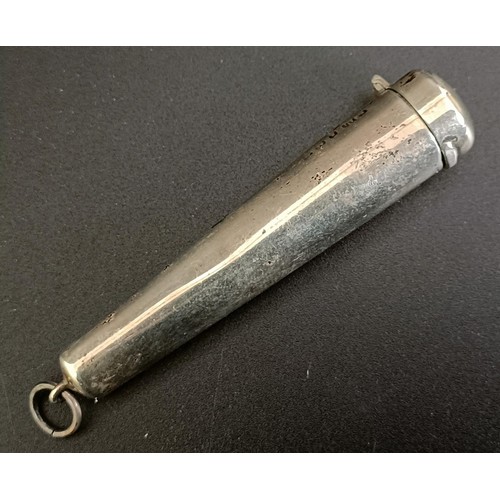 300 - A silver cheroot holder case, marks rubbed, with 9ct gold mounted cheroot holder