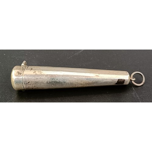 300 - A silver cheroot holder case, marks rubbed, with 9ct gold mounted cheroot holder