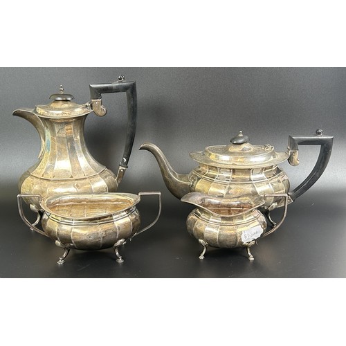 1 - A George V four piece silver tea set, comprising a teapot, coffee pot, cream jug and sugar bowl, Bir... 