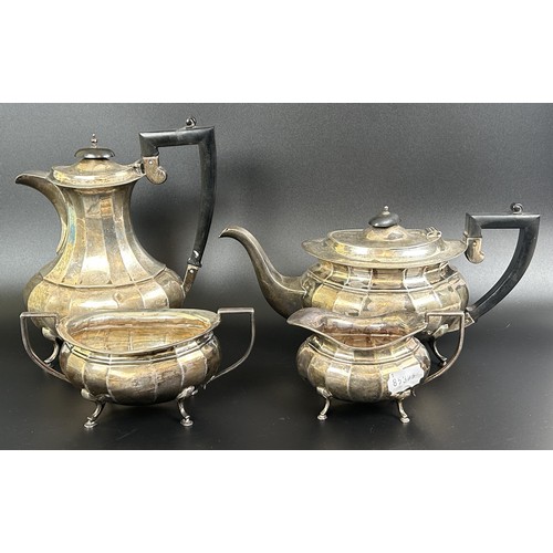 1 - A George V four piece silver tea set, comprising a teapot, coffee pot, cream jug and sugar bowl, Bir... 