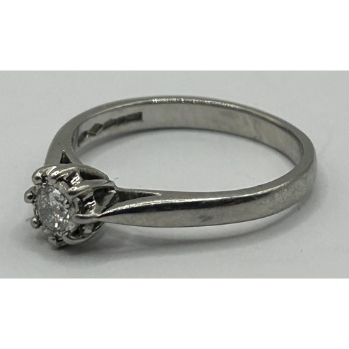 815 - A platinum and solitaire diamond ring, ring size H