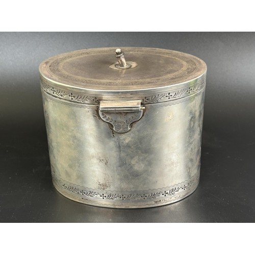 414 - A George III style silver tea caddy, initialled, Sheffield 1909, 17.7 ozt (all in), 11.5 cm high