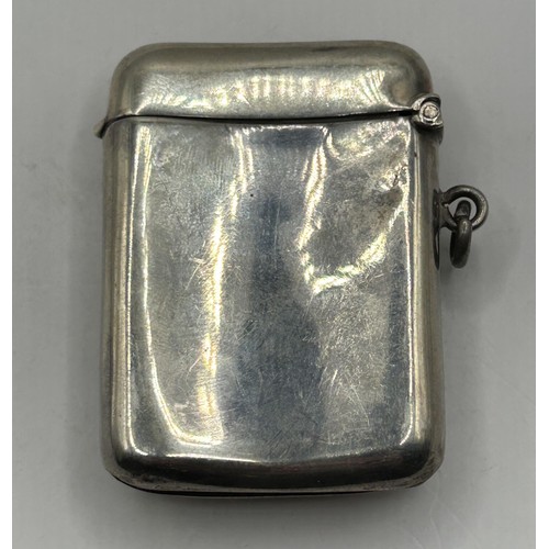 294 - A George V silver vesta case, with portrait of soldier, Birmingham 1919, 37.6 g (all in), 5.5 cm hig... 