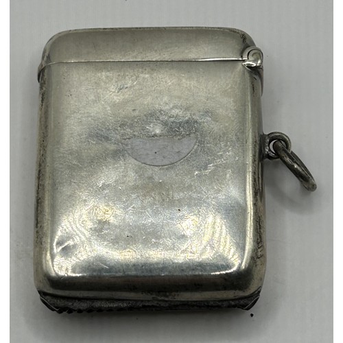 297 - An Edward VII silver vesta case, with enamel decoration, Liberte, Birmingham 1905, 29.5 g (all in), ... 