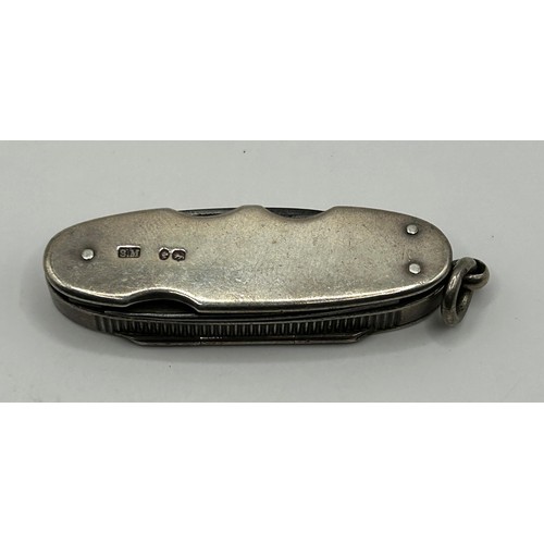 303 - A Victorian silver combination vesta case/penknife, Sampson Mordan & Co Ltd, London 1888, 6.5 cm