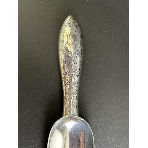 316 - An American silver shoe horn, initialled, 2.1 ozt