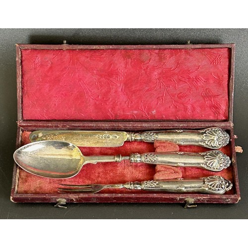 344 - A child's three piece christening set, Birmingham 1837, cased