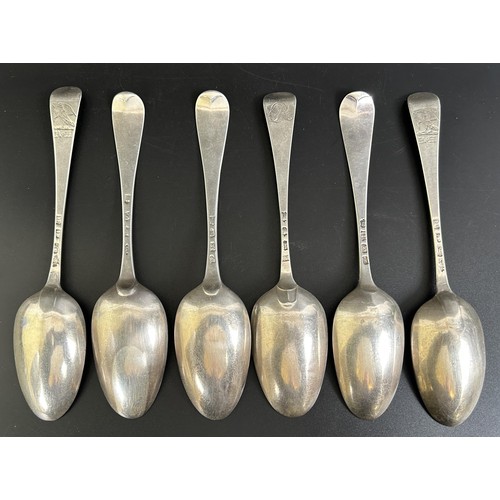 346 - A George III silver Old English pattern spoon, and four others, various dates and marks, 11.4 ozt