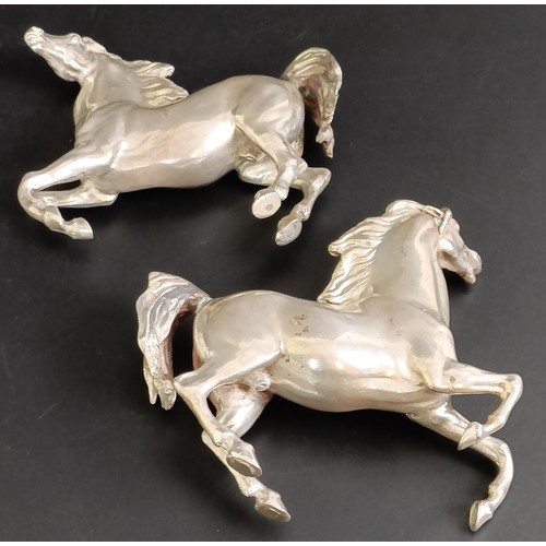 64 - Two Victorian silver horses, marks indistinct, 10.4 ozt, 9.5 cm high (2)