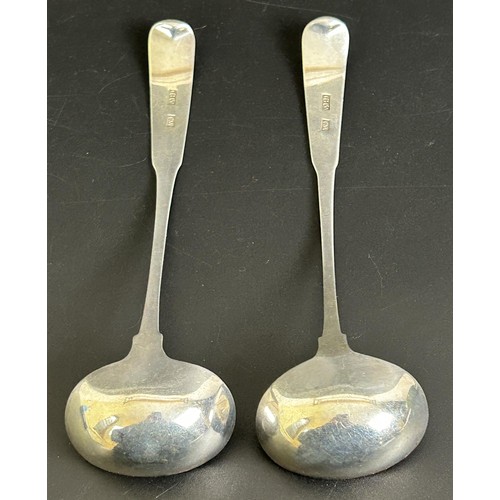 371 - A pair of Scottish provincial silver fiddle pattern sauce ladles, 1.7 ozt