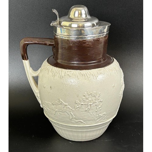 401 - A Copeland & Garrett moulded jug, with silver mounts, London 1799, 22 cm high