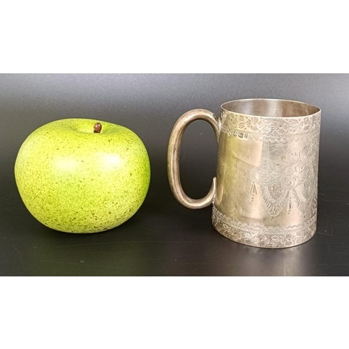 183 - An Edward VII silver mug, with engraved decoration, inscribed and dated, Sheffield 1901, 4.2 ozt, 7.... 