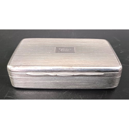 194 - A George III silver snuff box, monogrammed, London 1832, 2.8 ozt, 7.5 cm wide