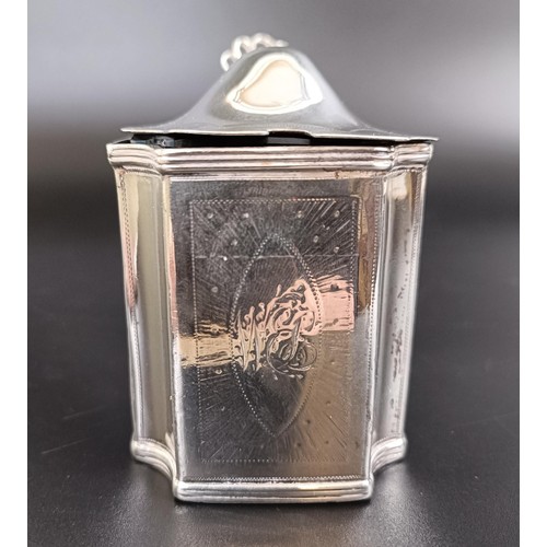 98 - A George III silver mustard pot, with bright cut decoration, initialled, London 1795, 3.9 ozt, 8.5 c... 