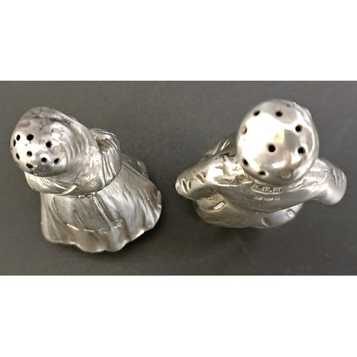 225 - A pair of Berthold Muller silver novelty peppers, in the form of a boy and a girl, 93 g