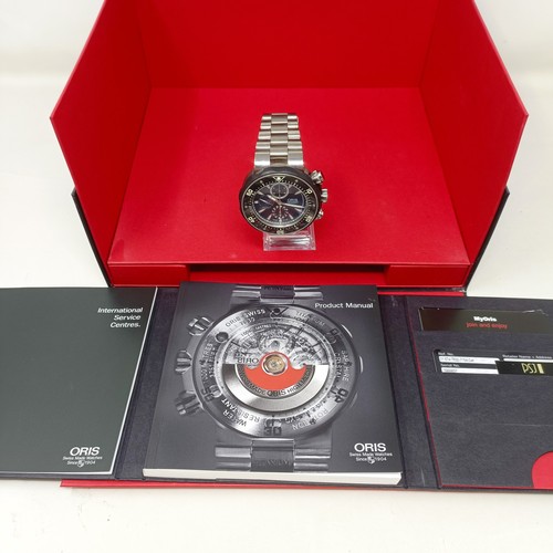 916 - A gentleman's titanium Oris Chronograph Automatic wristwatch, 1000m, boxed with product manual and g... 