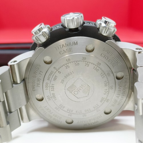 916 - A gentleman's titanium Oris Chronograph Automatic wristwatch, 1000m, boxed with product manual and g... 