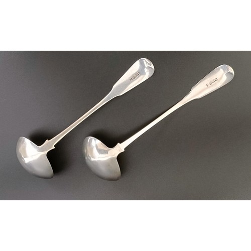 240 - A pair of George IV Scottish silver fiddle pattern sauce ladles, 2 ozt (2)