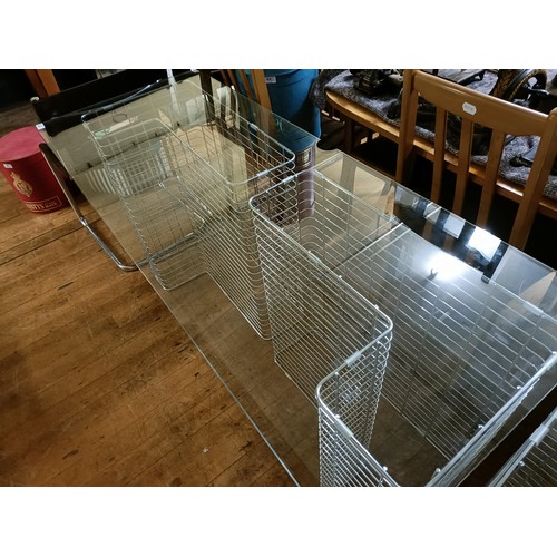 1343 - A Habitat chrome metal and glass desk