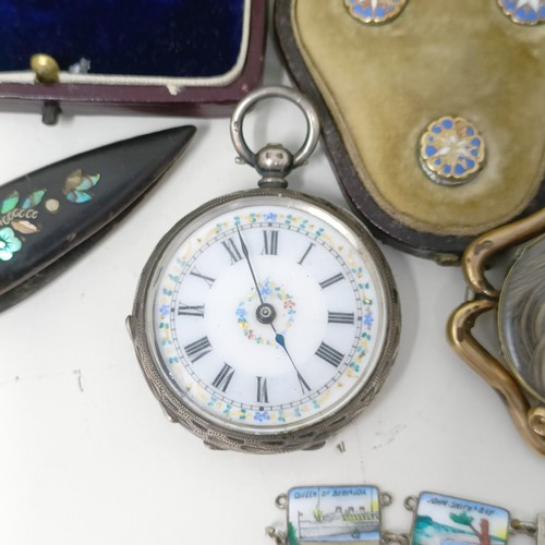 835 - A silver open face pocket watch, assorted costume jewellery and jewellery boxes