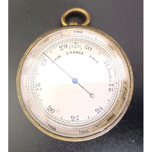 1153 - A good late 19th/early 20th century pocket combined barometer, thermometer and compass, in a leather... 