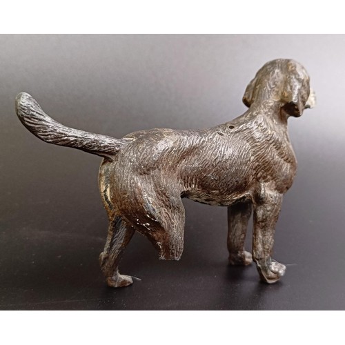 1155 - A cold painted novelty inkwell, in the form of a dog, 12 cm high, a hound, 10 cm wide, a fox, 9 cm w... 