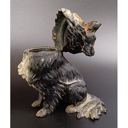 1155 - A cold painted novelty inkwell, in the form of a dog, 12 cm high, a hound, 10 cm wide, a fox, 9 cm w... 