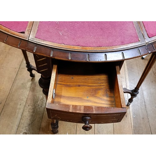 1226 - A 19th century walnut folding card table, on turned tapering legs, joined by an X stretcher, 93 cm w... 