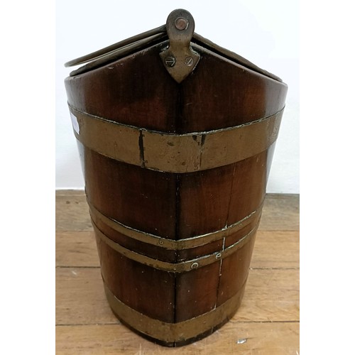 1229 - A 19th century oval tea bucket, with brass swing handle and liner, 40 cm wide