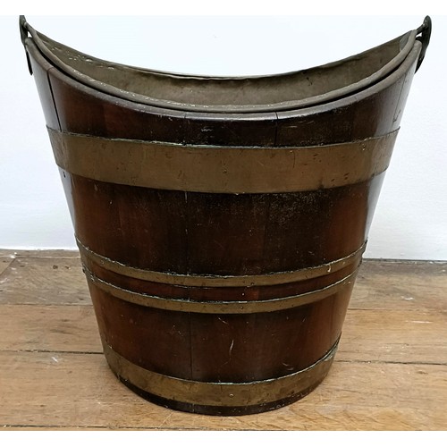 1229 - A 19th century oval tea bucket, with brass swing handle and liner, 40 cm wide