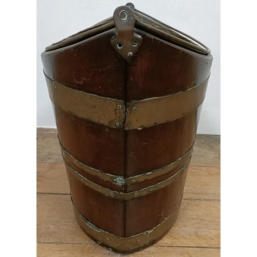 1229 - A 19th century oval tea bucket, with brass swing handle and liner, 40 cm wide