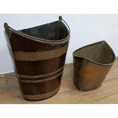 1229 - A 19th century oval tea bucket, with brass swing handle and liner, 40 cm wide